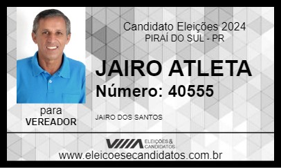 Candidato JAIRO ATLETA 2024 - PIRAÍ DO SUL - Eleições