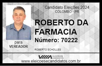 Candidato ROBERTO DA FARMACIA 2024 - COLOMBO - Eleições