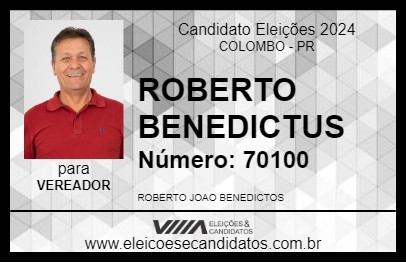 Candidato ROBERTO BENEDICTOS 2024 - COLOMBO - Eleições