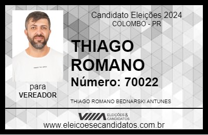 Candidato THIAGO ROMANO 2024 - COLOMBO - Eleições