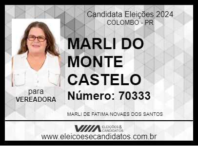 Candidato MARLI DO MONTE CASTELO 2024 - COLOMBO - Eleições