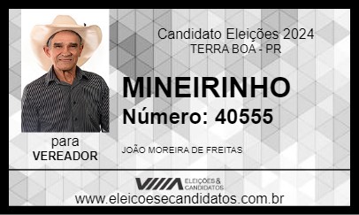 Candidato MINEIRINHO 2024 - TERRA BOA - Eleições