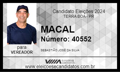 Candidato MACAL 2024 - TERRA BOA - Eleições