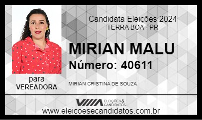 Candidato MIRIAN MALU 2024 - TERRA BOA - Eleições