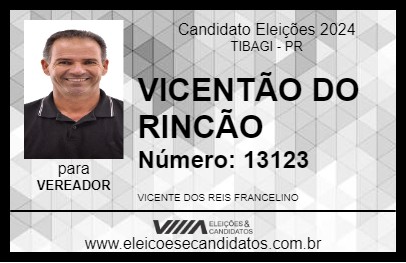 Candidato VICENTÃO DO RINCÃO 2024 - TIBAGI - Eleições