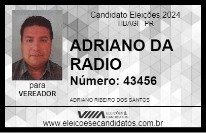 Candidato ADRIANO DA RADIO 2024 - TIBAGI - Eleições