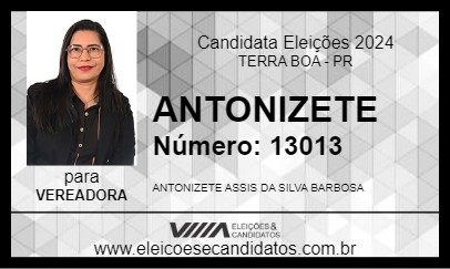 Candidato ANTONIZETE 2024 - TERRA BOA - Eleições