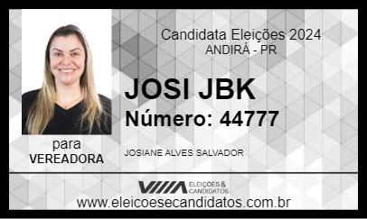 Candidato JOSI JBK 2024 - ANDIRÁ - Eleições