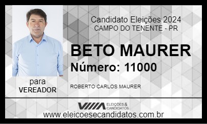 Candidato BETO MAURER 2024 - CAMPO DO TENENTE - Eleições