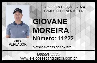 Candidato GIOVANE MOREIRA 2024 - CAMPO DO TENENTE - Eleições