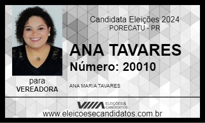 Candidato ANA TAVARES 2024 - PORECATU - Eleições