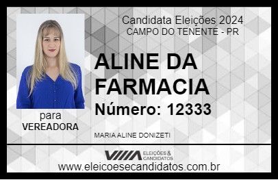 Candidato ALINE DA FARMACIA 2024 - CAMPO DO TENENTE - Eleições