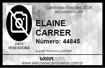 Candidato ELAINE CARRER 2024 - MEDIANEIRA - Eleições