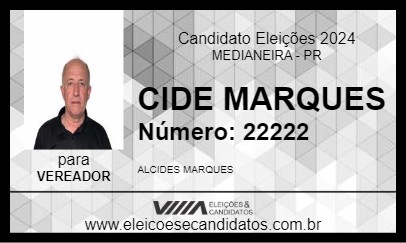 Candidato CIDE MARQUES 2024 - MEDIANEIRA - Eleições