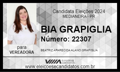 Candidato BIA GRAPIGLIA 2024 - MEDIANEIRA - Eleições