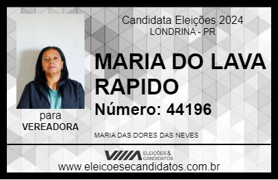 Candidato MARIA DO LAVA RAPIDO 2024 - LONDRINA - Eleições