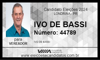 Candidato IVO DE BASSI 2024 - LONDRINA - Eleições