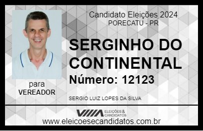 Candidato SERGINHO DO CONTINENTAL 2024 - PORECATU - Eleições