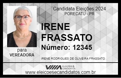 Candidato IRENE FRASSATO 2024 - PORECATU - Eleições