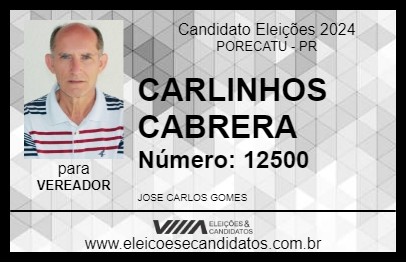 Candidato CARLINHOS CABRERA 2024 - PORECATU - Eleições