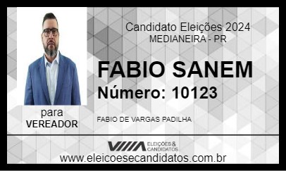 Candidato FABIO SANEM 2024 - MEDIANEIRA - Eleições