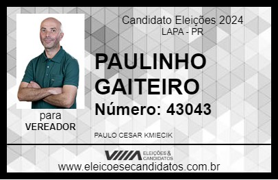 Candidato PAULINHO GAITEIRO 2024 - LAPA - Eleições