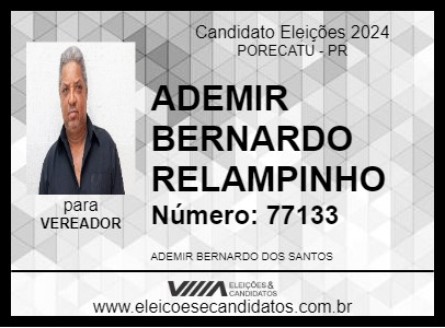 Candidato ADEMIR BERNARDO RELAMPINHO 2024 - PORECATU - Eleições