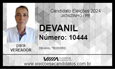 Candidato DEVANIL 2024 - JATAIZINHO - Eleições