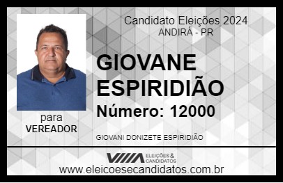 Candidato GIOVANE ESPIRIDIÃO 2024 - ANDIRÁ - Eleições