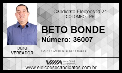 Candidato BETO BOND 2024 - COLOMBO - Eleições