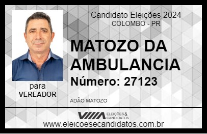 Candidato MATOZO DA AMBULANCIA 2024 - COLOMBO - Eleições