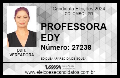 Candidato PROFESSORA EDY 2024 - COLOMBO - Eleições