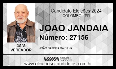 Candidato JOAO JANDAIA 2024 - COLOMBO - Eleições