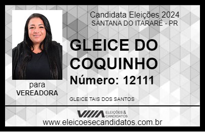 Candidato GLEICE DO COQUINHO 2024 - SANTANA DO ITARARÉ - Eleições