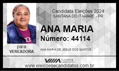 Candidato ANA MARIA 2024 - SANTANA DO ITARARÉ - Eleições