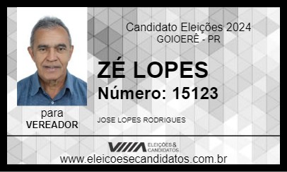 Candidato ZÉ LOPES 2024 - GOIOERÊ - Eleições