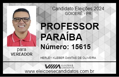 Candidato PROFESSOR PARAÍBA 2024 - GOIOERÊ - Eleições