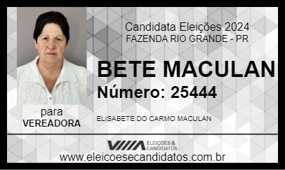 Candidato BETE MACULAN 2024 - FAZENDA RIO GRANDE - Eleições