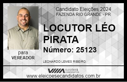 Candidato LOCUTOR LÉO PIRATA 2024 - FAZENDA RIO GRANDE - Eleições