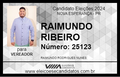 Candidato RAIMUNDO RIBEIRO 2024 - NOVA ESPERANÇA - Eleições