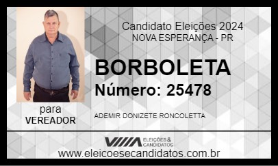 Candidato BORBOLETA 2024 - NOVA ESPERANÇA - Eleições