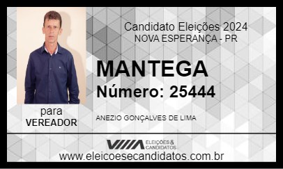 Candidato MANTEGA 2024 - NOVA ESPERANÇA - Eleições