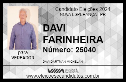 Candidato DAVI FARINHEIRA 2024 - NOVA ESPERANÇA - Eleições