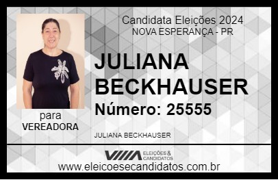 Candidato JULIANA BECKHAUSER 2024 - NOVA ESPERANÇA - Eleições