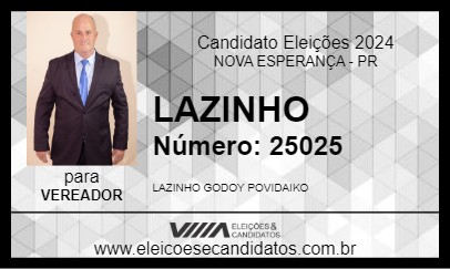 Candidato LAZINHO 2024 - NOVA ESPERANÇA - Eleições