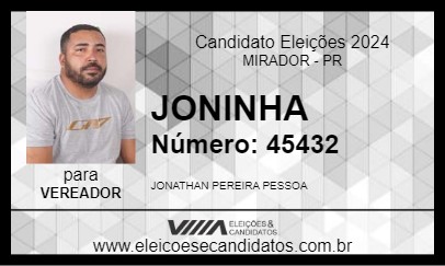 Candidato JONINHA 2024 - MIRADOR - Eleições