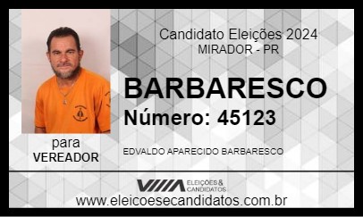 Candidato BARBARESCO 2024 - MIRADOR - Eleições