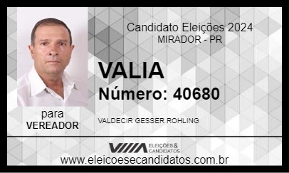 Candidato VALIA 2024 - MIRADOR - Eleições