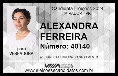 Candidato ALEXANDRA FERREIRA 2024 - MIRADOR - Eleições