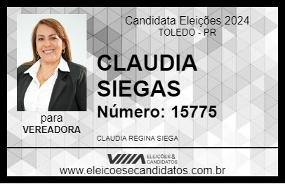 Candidato CLAUDIA SIEGAS 2024 - TOLEDO - Eleições